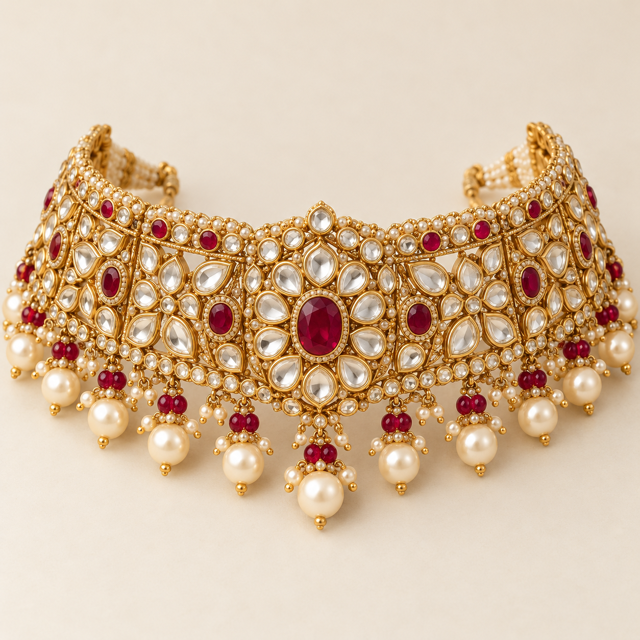 Gold kundan necklace